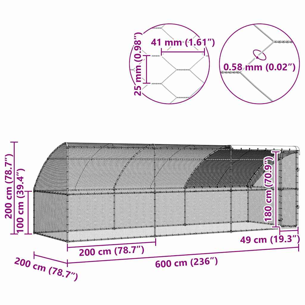 Vistu Būris 3 Gab. Sudraba 600 X 200 X 200 Cm Tērauds Un Pe