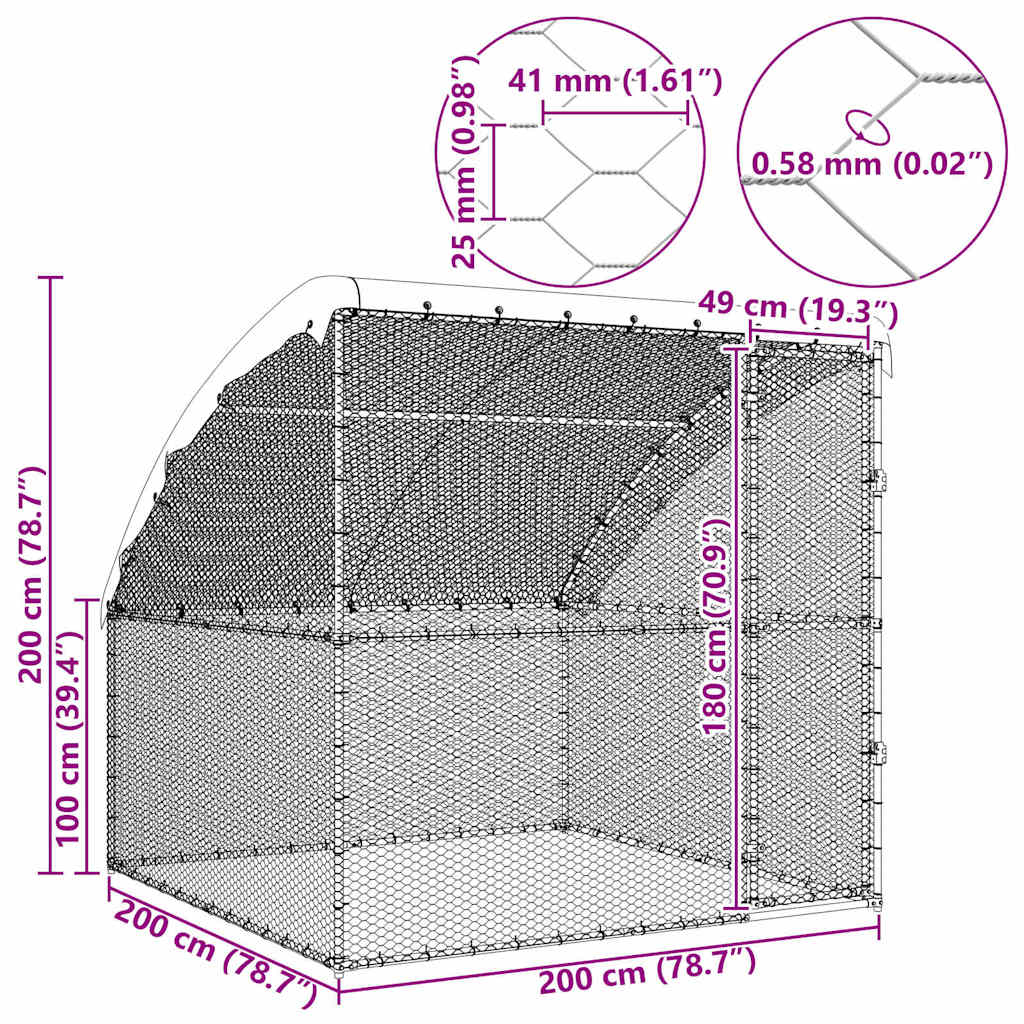 Vistu Būris Sudraba 2 X 2 X 2 M Cinkota Tērauda