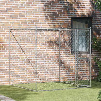Suņu Būris Ar Durvīm, Pelēks, 2X2X1,5 M, Cinkots Tērauds