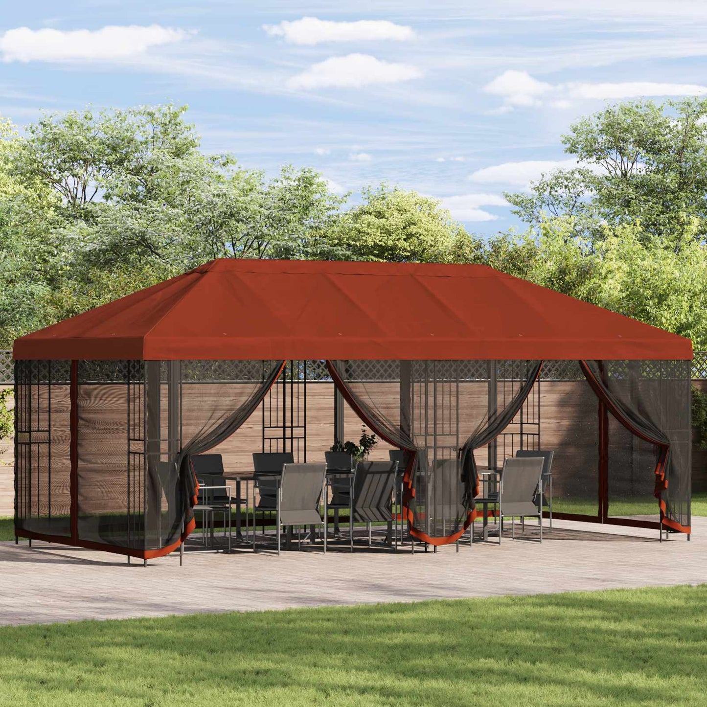 Dārza Paviljons 6 X 3 M Poliesters Un Tērauds 190 Gsm