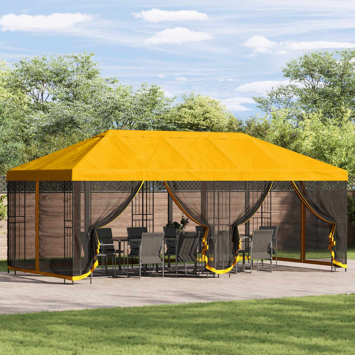 Dārza Paviljons 6 X 3 M Poliesters Un Tērauds 190 Gsm