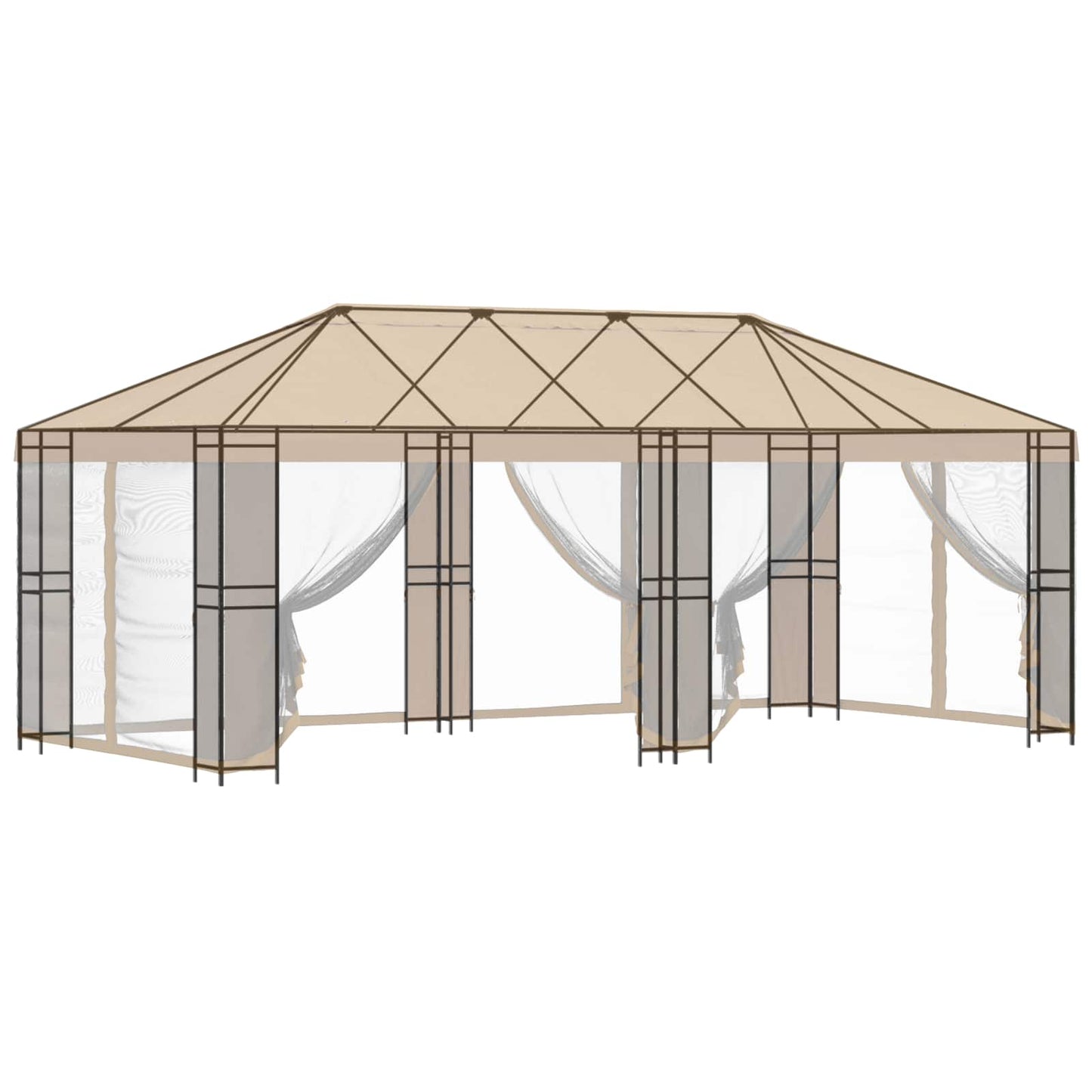 Paviljona Rāmis Bez Paviljona Auduma 6 X 3 M Melns Tērauds