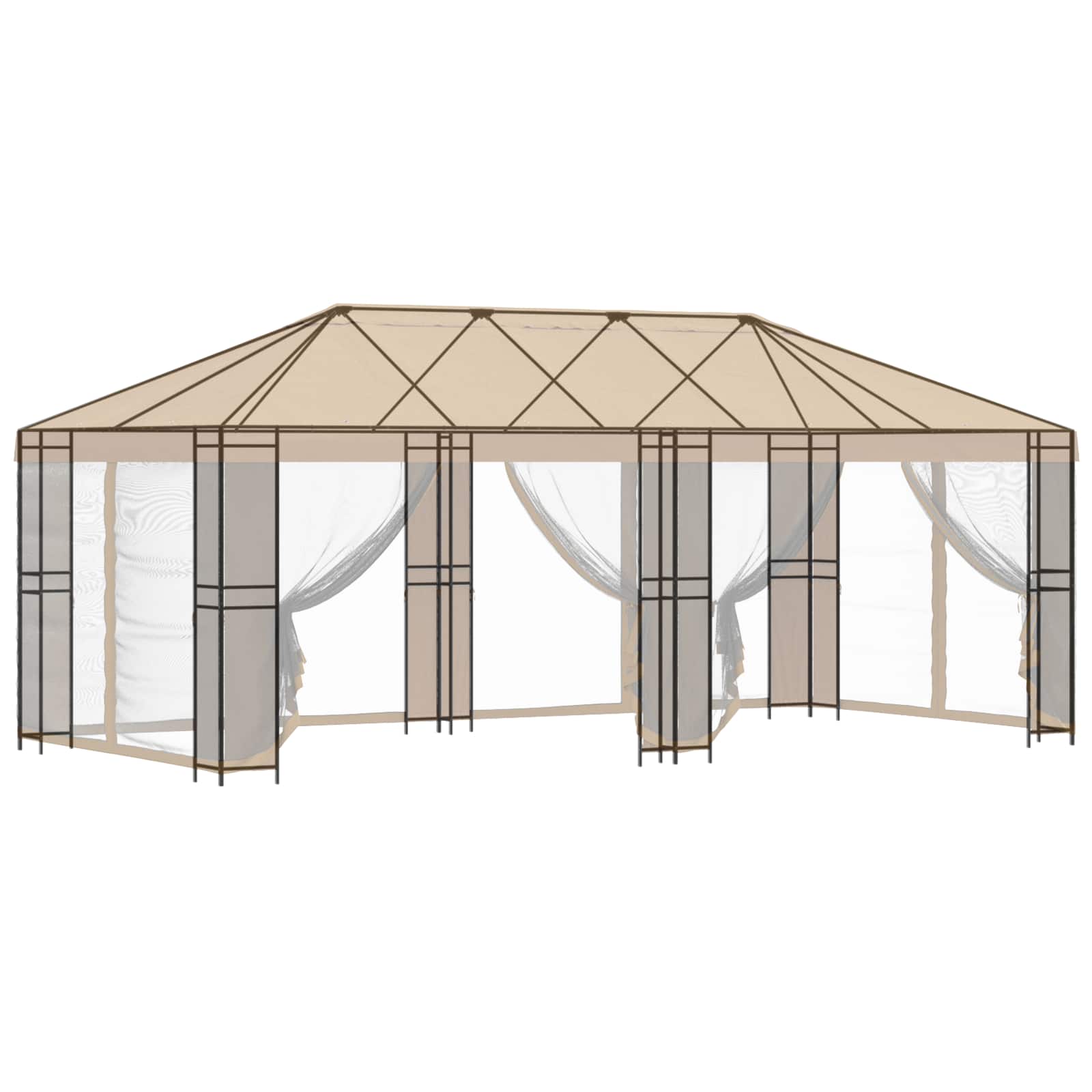 Paviljona Rāmis Bez Paviljona Auduma 6 X 3 M Melns Tērauds