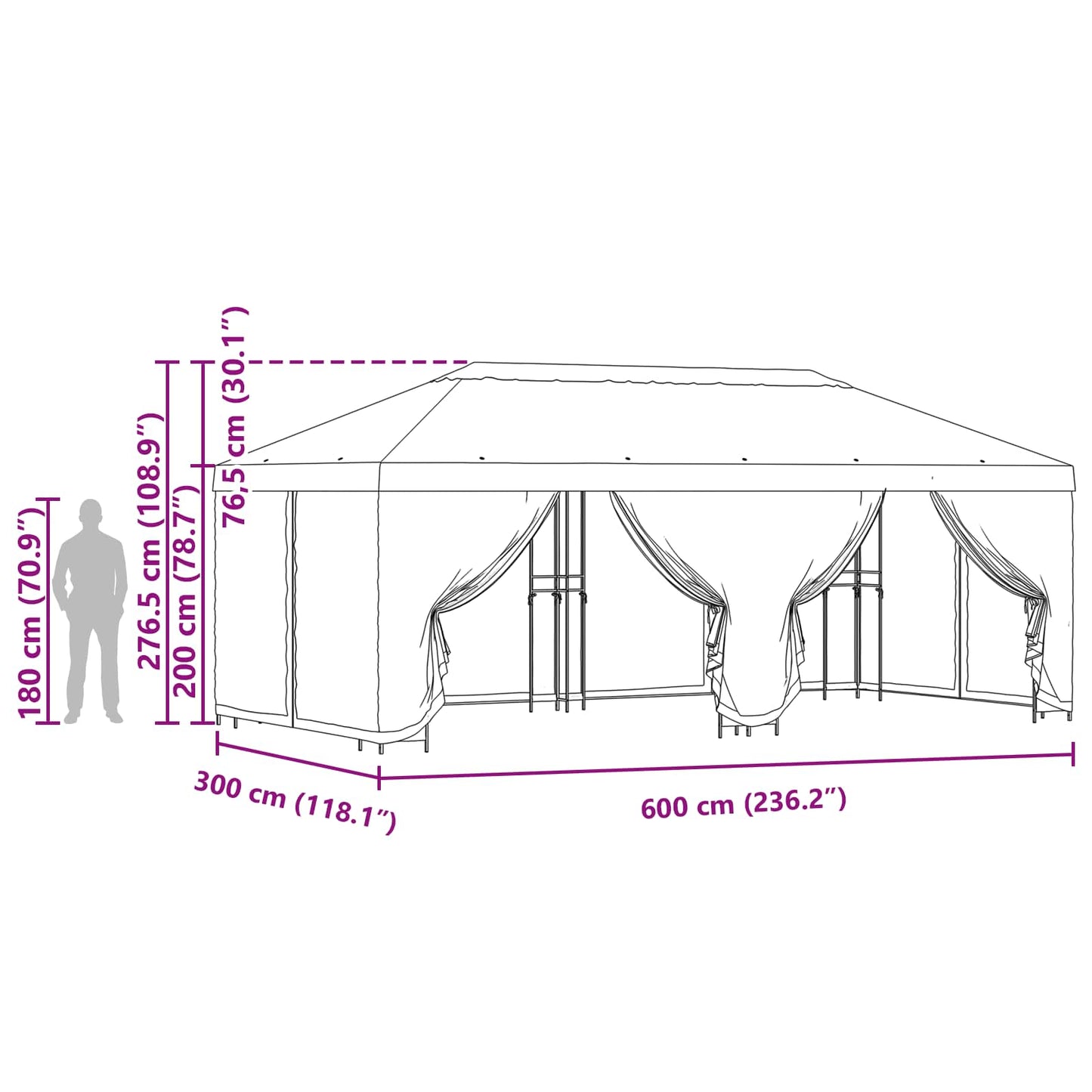 Dārza Paviljons Ar Sānu Sienām 6 X 3 M