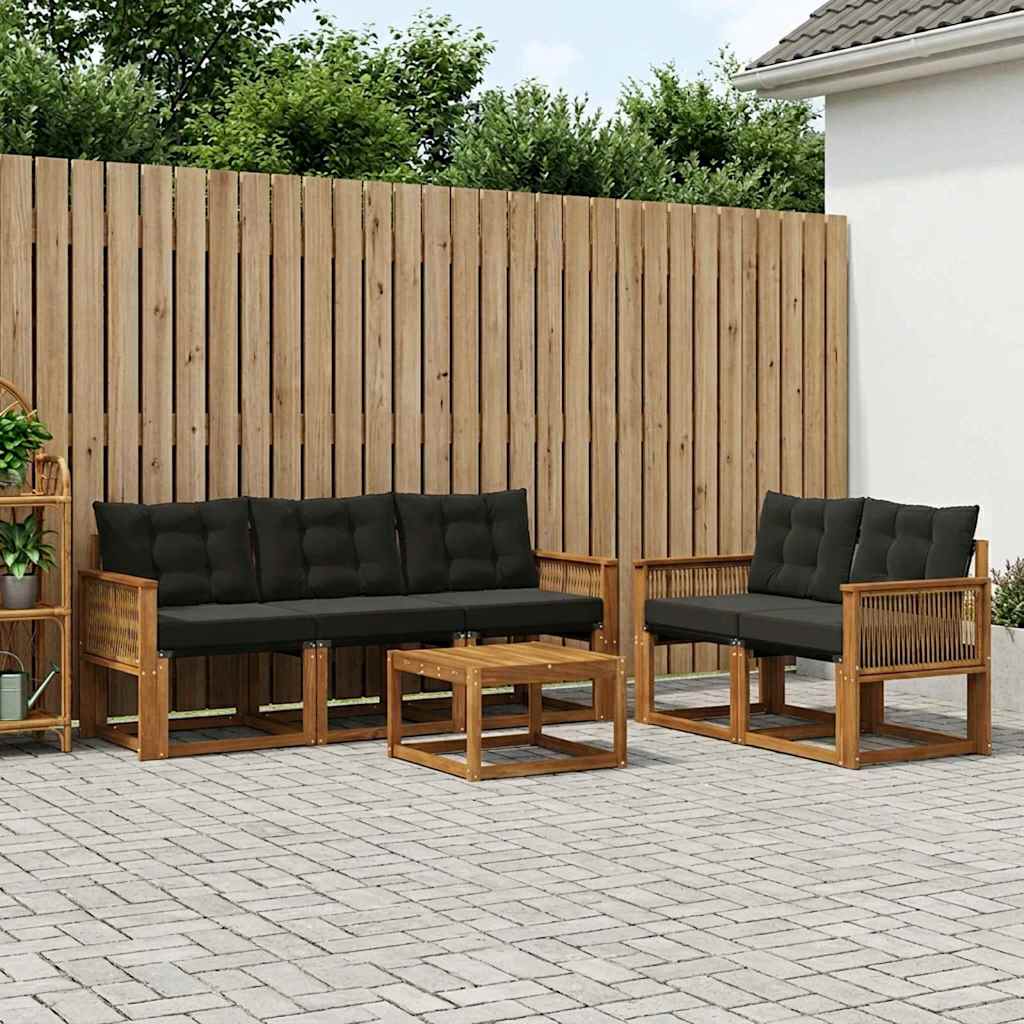 Āra Dīvānu Komplekts 6 Gab. Dabīgs Un Melns