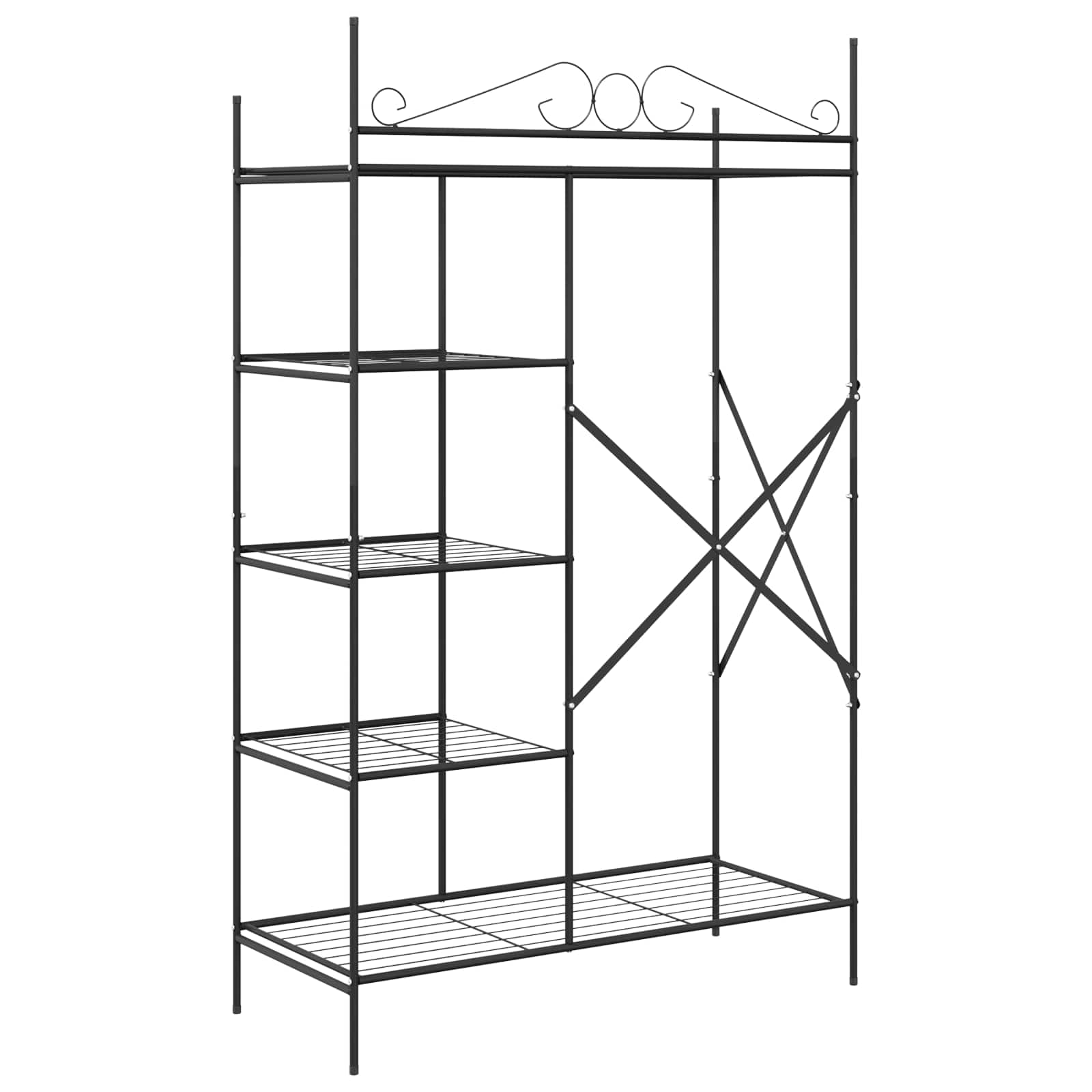 Atvērts Skapis Ar Plauktu Melna 104,5 X 45 X 172 Cm Tērauds
