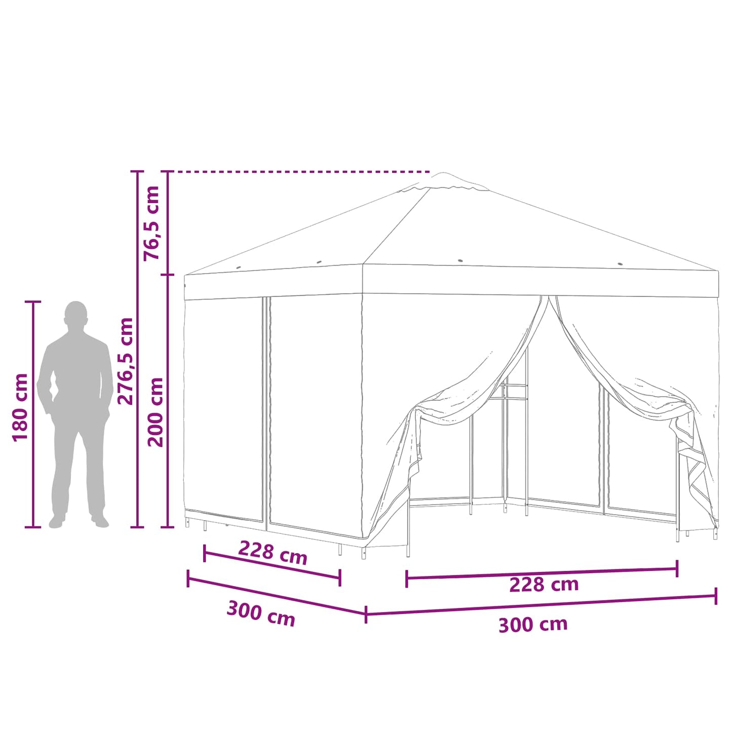 Dārza Paviljons Ar Sānu Sienām 3 X 3 M