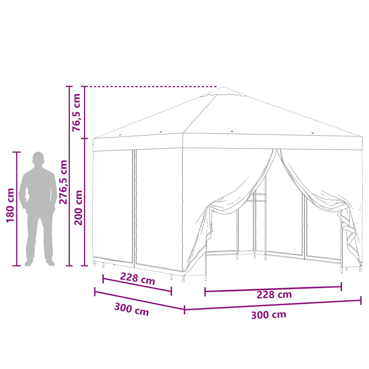 Dārza Paviljons Ar Sānu Sienām 3 X 3 M