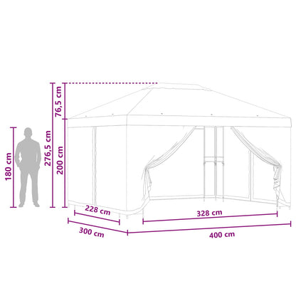 Paviljons Ar Sānu Sienām 4 × 3 M Poliesters Un Tērauds
