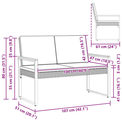 Āra Sols 2 -Seater 107 X 61 X 80 Cm Poliratāns Taisnstūra