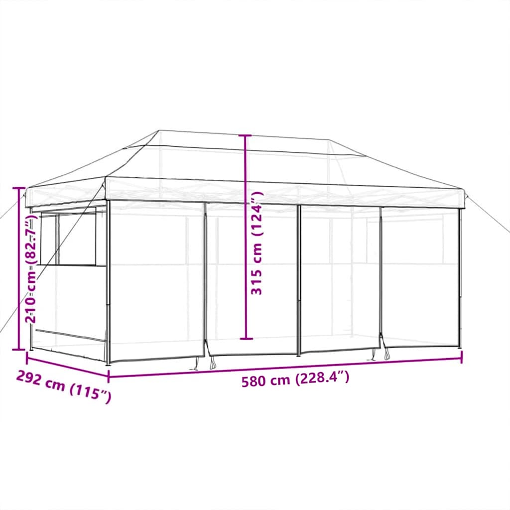 Ballīšu Teltis Pop-Up 580 X 292 X 315 Cm Pelēkbrūna