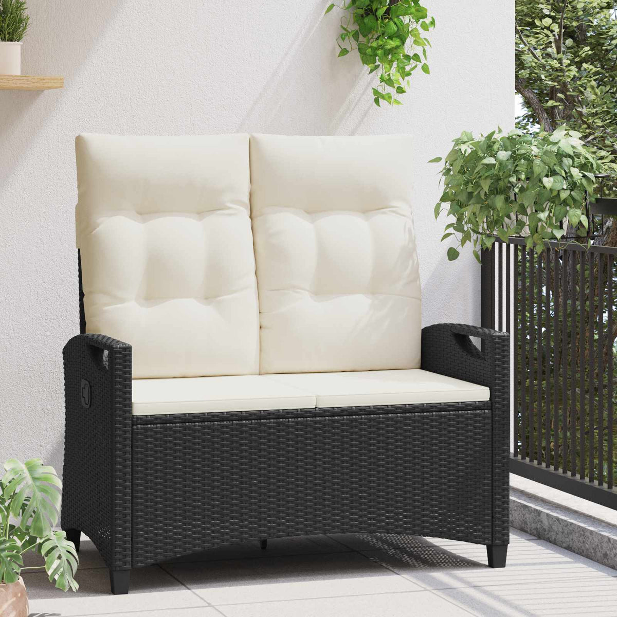 Dārza Sols Ar Spilvenu Melns Un Krēmkrāsa 105 X 60 X 112 Cm