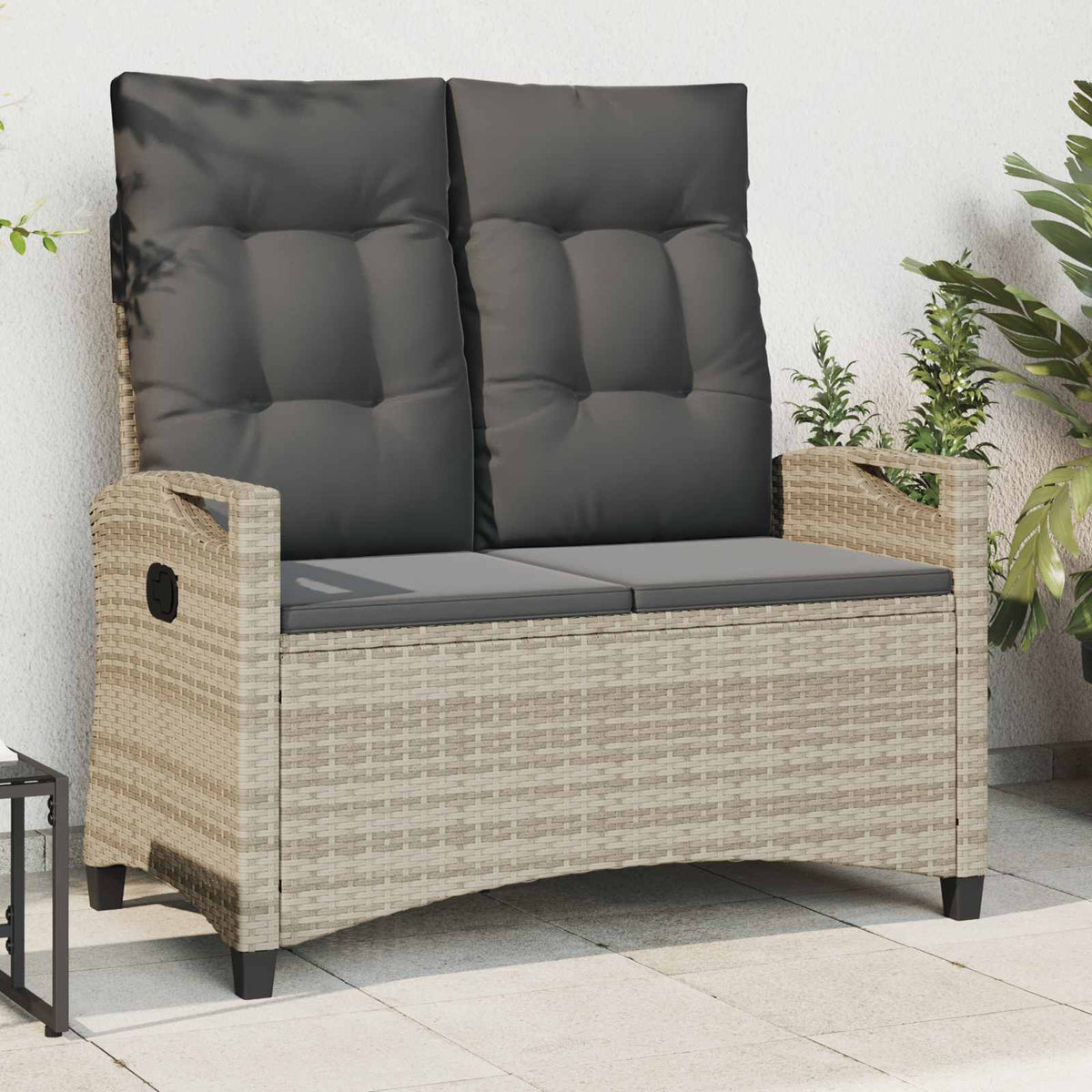 Dārza Sols Ar Spilvenu Melns Un Krēmkrāsa 105 X 60 X 112 Cm