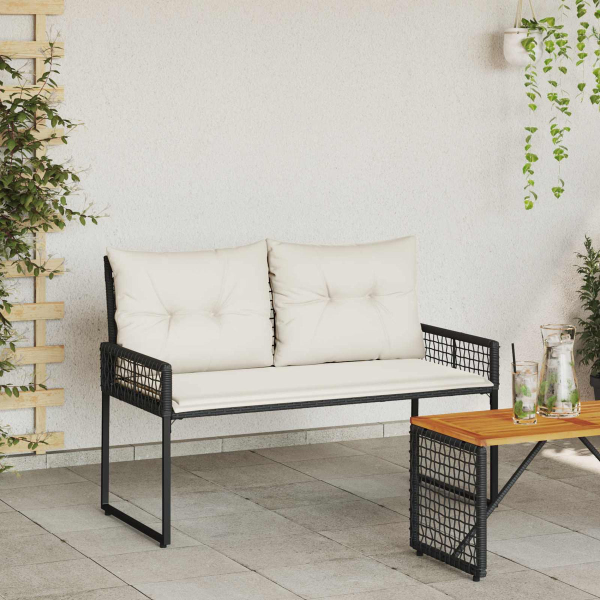 Āra Sols Ar Spilvenu Melns Un Krēmkrāsas Balts 118 X 55 X 82 Cm