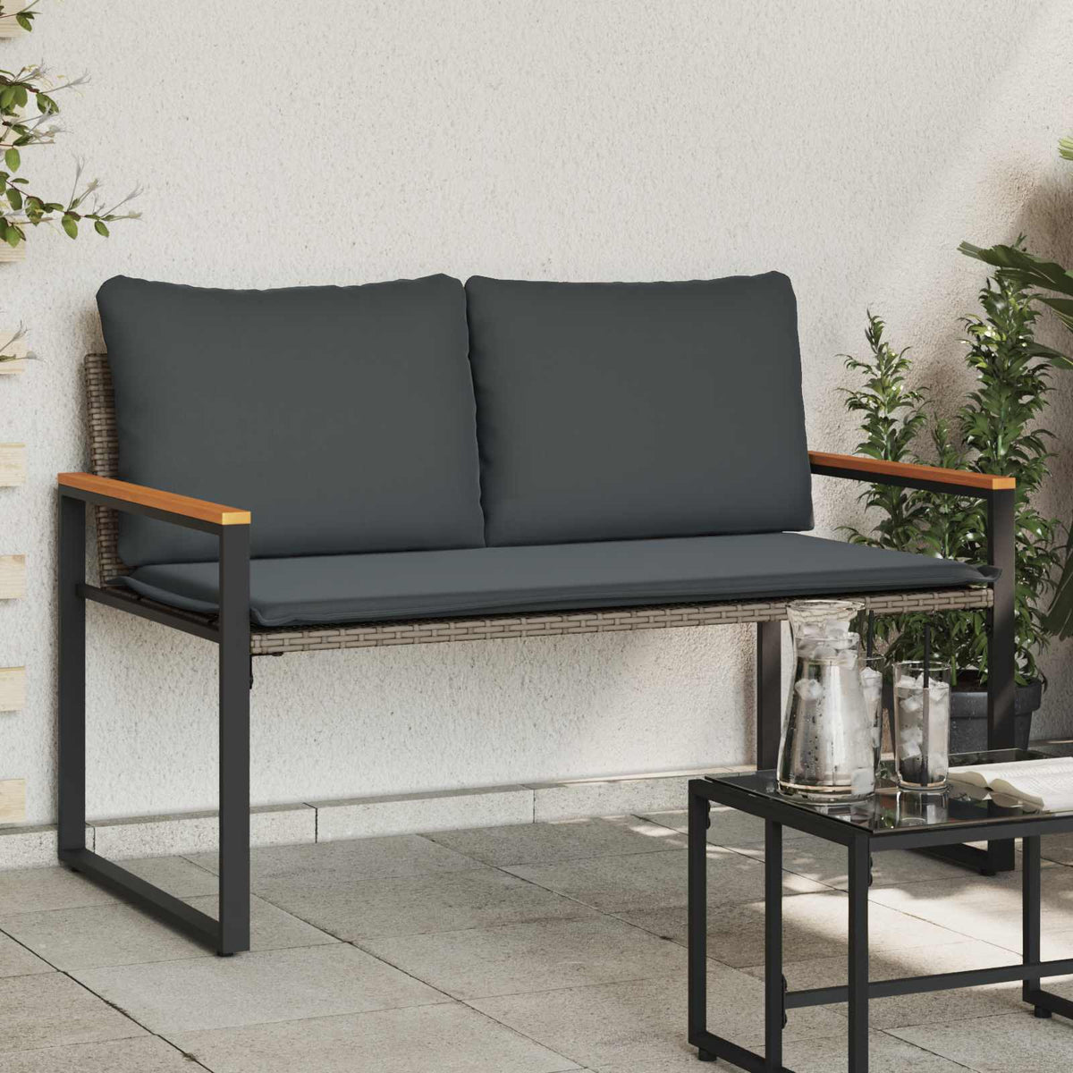 Sols Pelēks Un Tumši Pelēks 115 X 65 X 72 Cm Rotangpalma