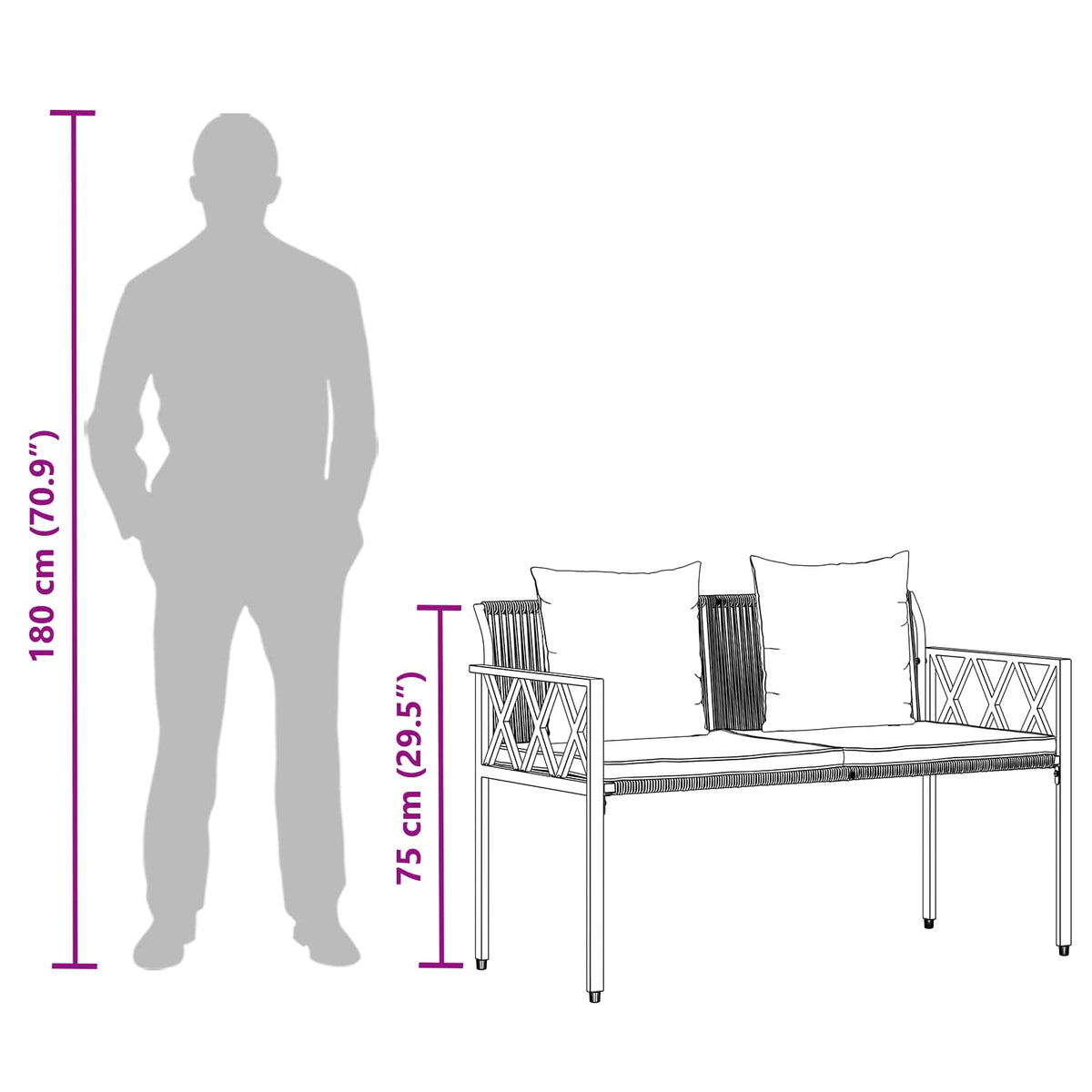 Āra Soli 2 -Seater 116 X 56 X 75 Cm Poliratāns