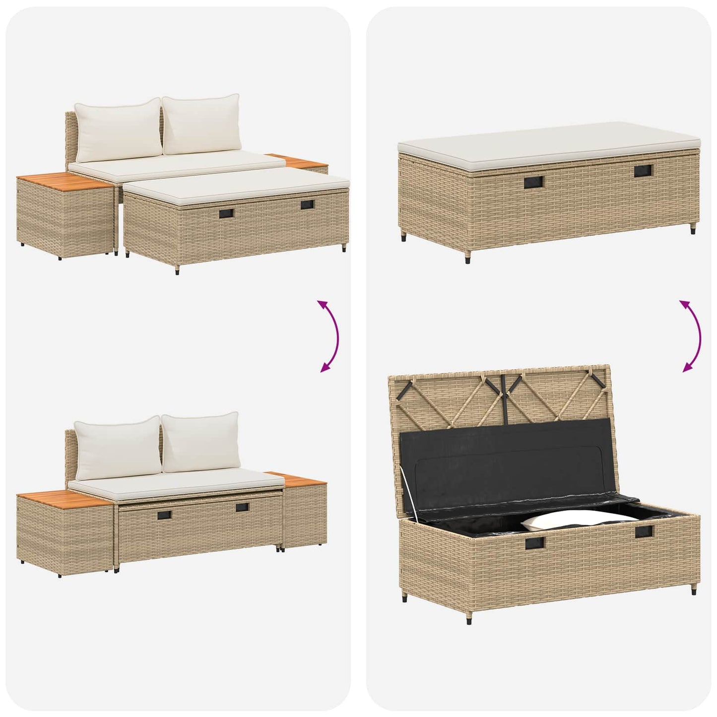 Āra Dīvānu Komplekts 4 -Seater 4 Gab. 55 X 30 X 39 Cm
