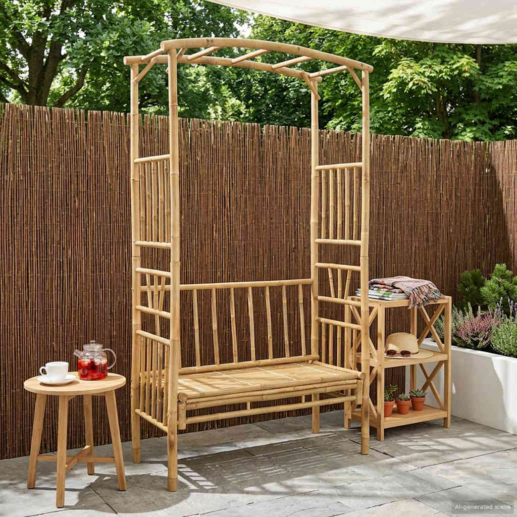 Dārza Arka Ar Soliņu 115 X 50 X 205 Cm Bambuss