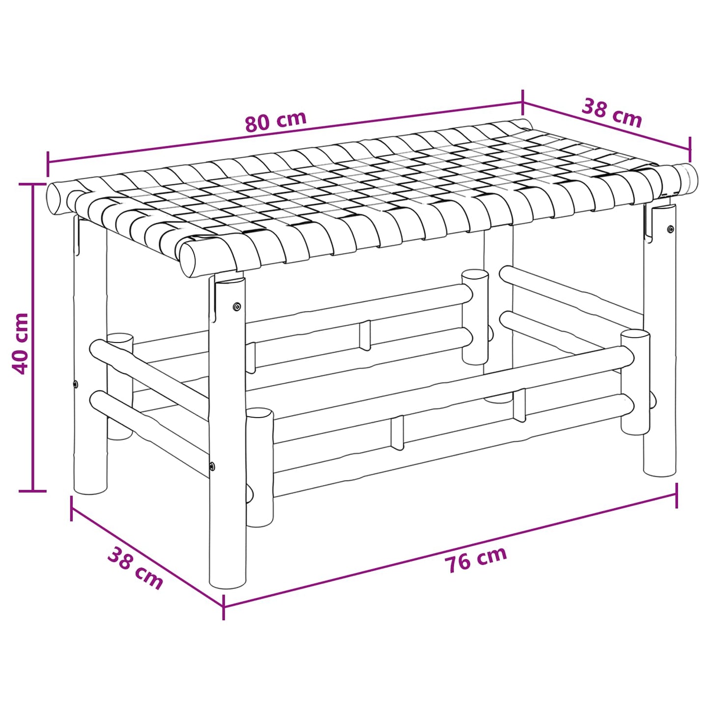 Dārza Sols 80 X 38 X 40 Cm Bambuss Dabiska Taisnstūra