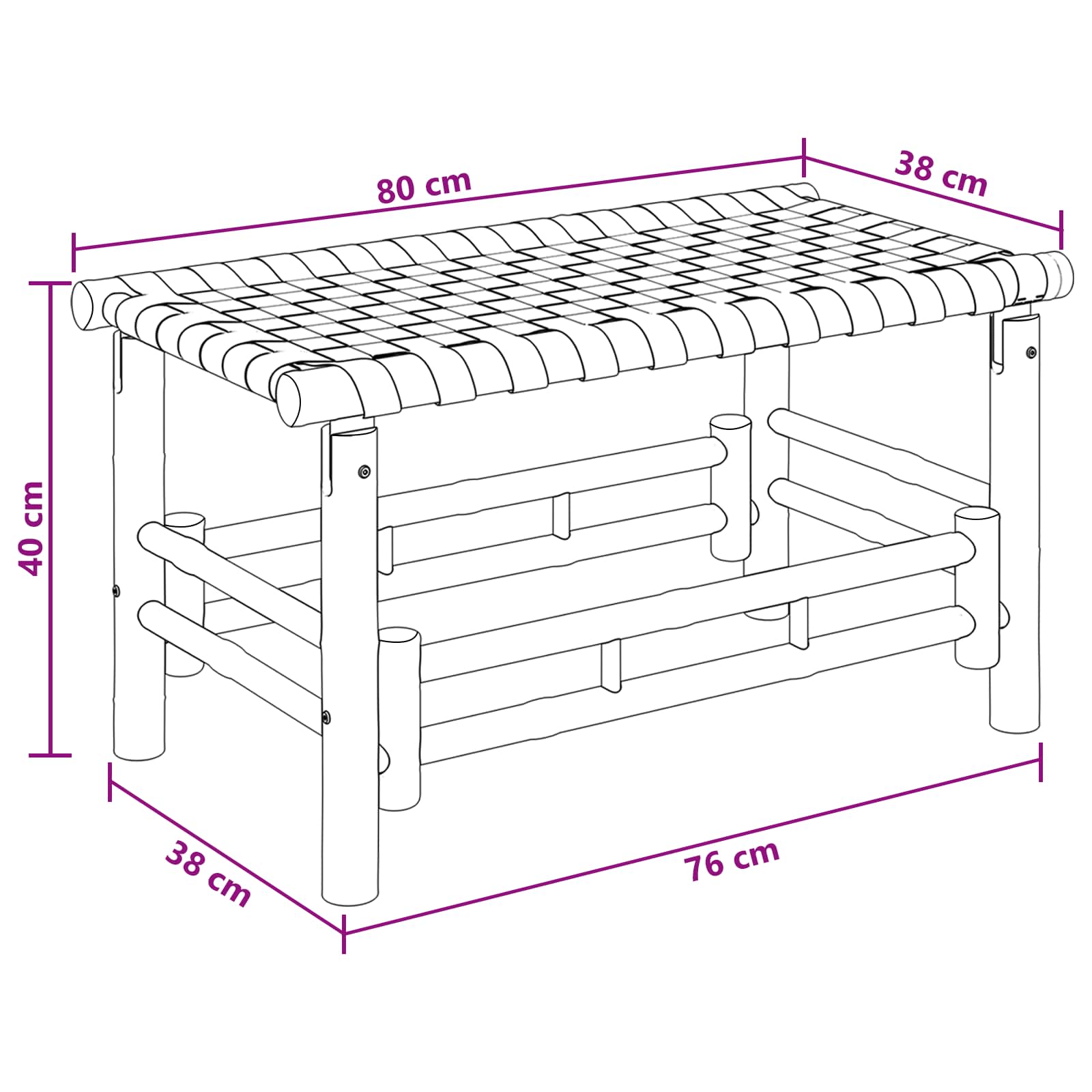 Dārza Sols 80 X 38 X 40 Cm Bambuss Dabiska Taisnstūra