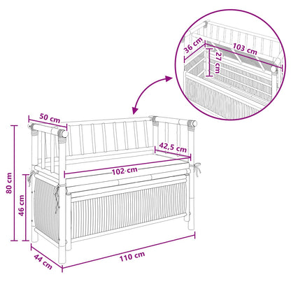 Dārza Krātuves Sols 110 X 47 X 80 Cm Bambuss Dabiska Taisnstūra