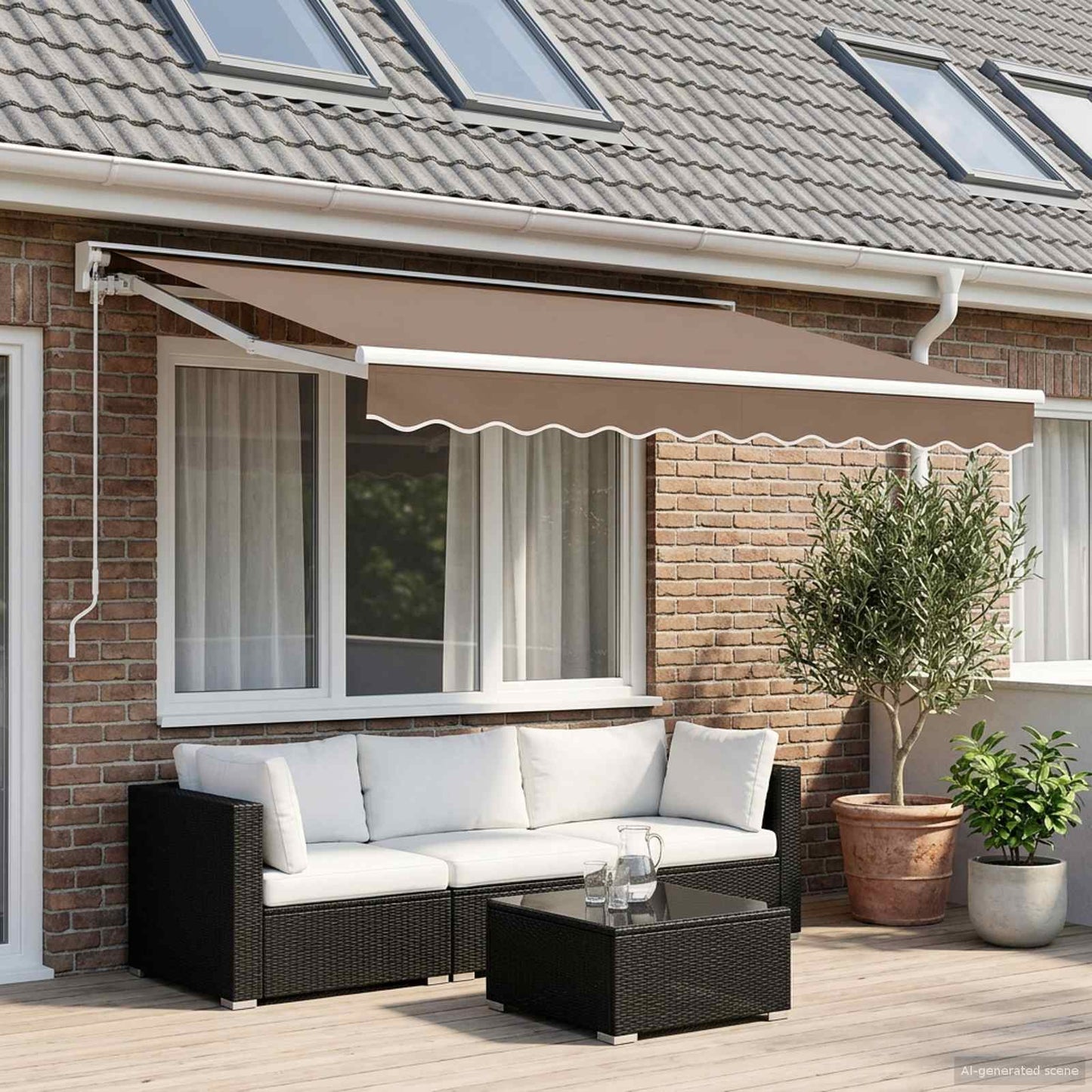 Nolokāms Markīze Pelēkbrūna Poliesters Un Alumīnijs