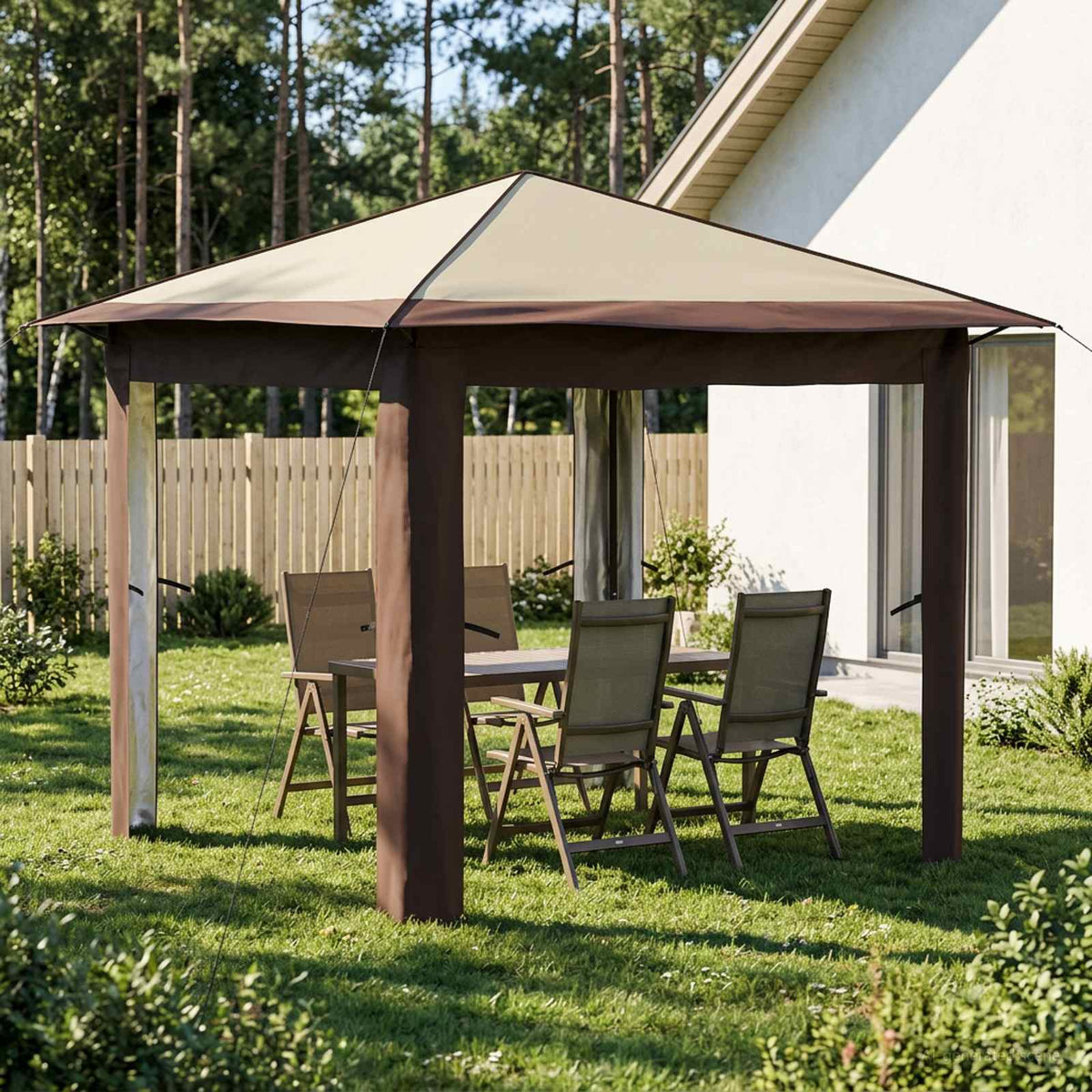 Paviljons 2,6 X 2,6 M Krēmkrāsas Un Antracīta