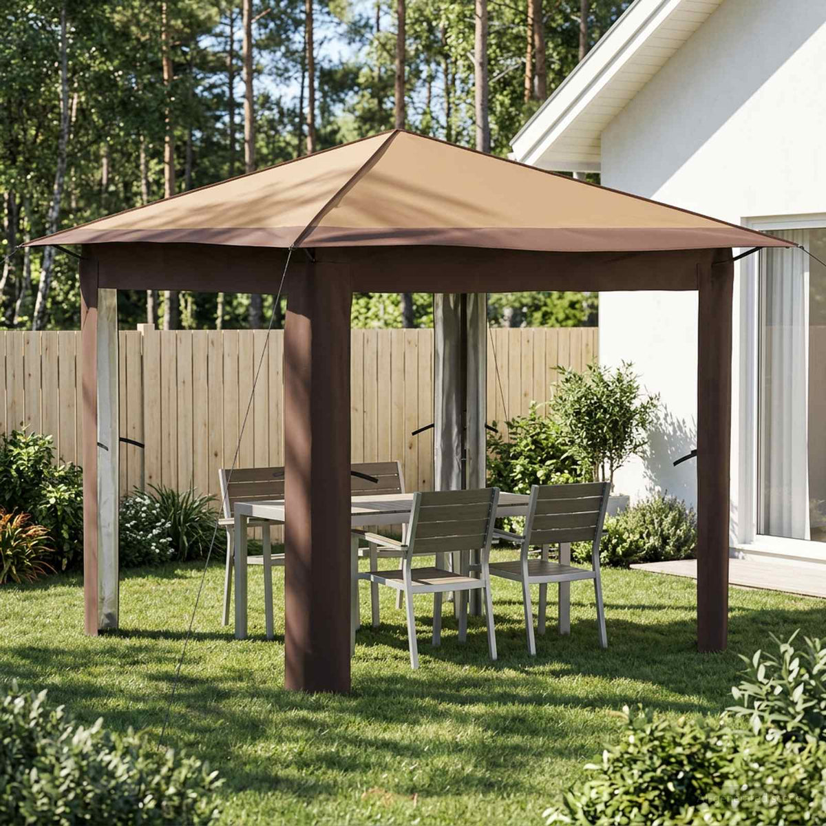 Paviljons 2,6 X 2,6 M Krēmkrāsas Un Antracīta