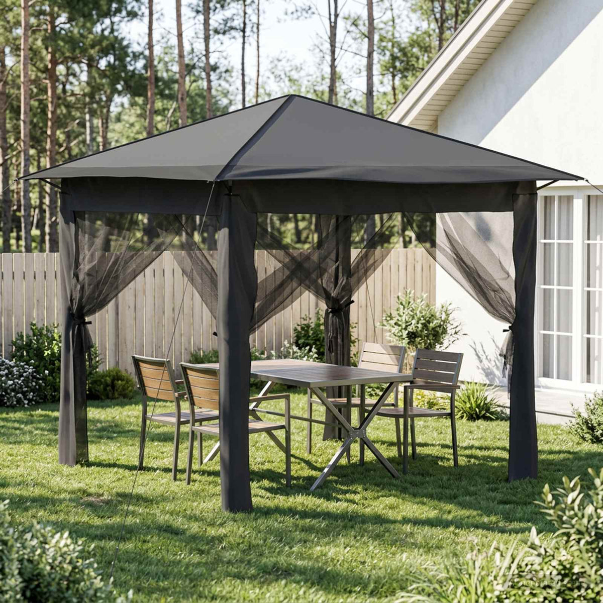 Paviljons 2,6 X 2,6 M Krēmkrāsas Un Antracīta