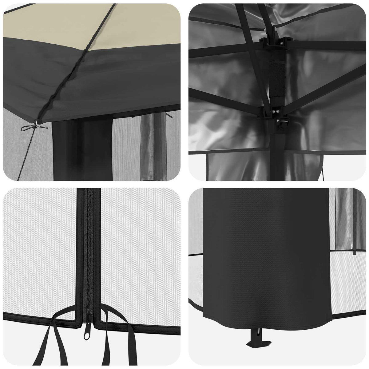 Paviljons 2,6 X 2,6 M Krēmkrāsas Un Antracīta