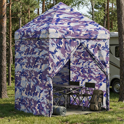 Pop-Up Paviljons Ar 4 Sienām 2,95 X 4,1 M Zila Kamuflāža