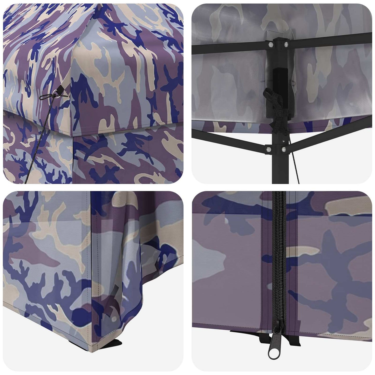 Pop-Up Paviljons Ar 4 Sienām 2,95 X 4,1 M Zila Kamuflāža