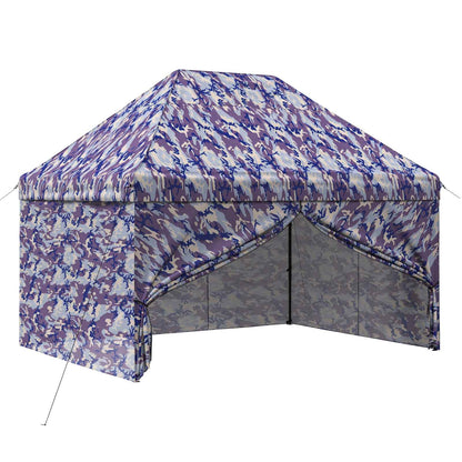 Pop-Up Paviljons Ar 4 Sienām 2,95 X 4,1 M Zila Kamuflāža