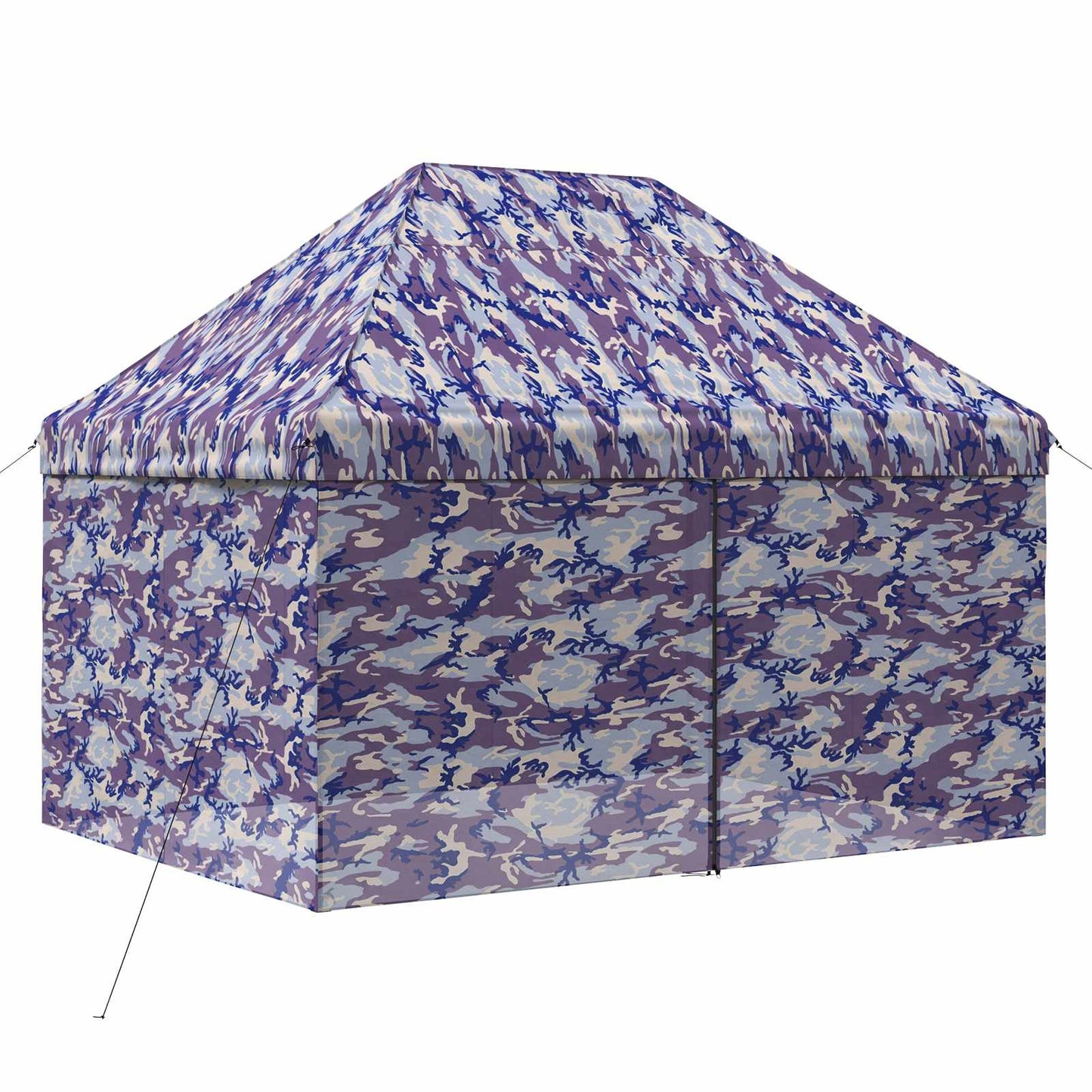 Pop-Up Paviljons Ar 4 Sienām 2,95 X 4,1 M Zila Kamuflāža