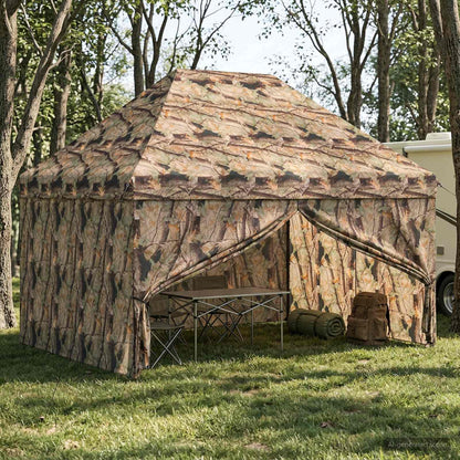 Pop-Up Paviljons Ar 4 Sienām Meža Kamuflāža