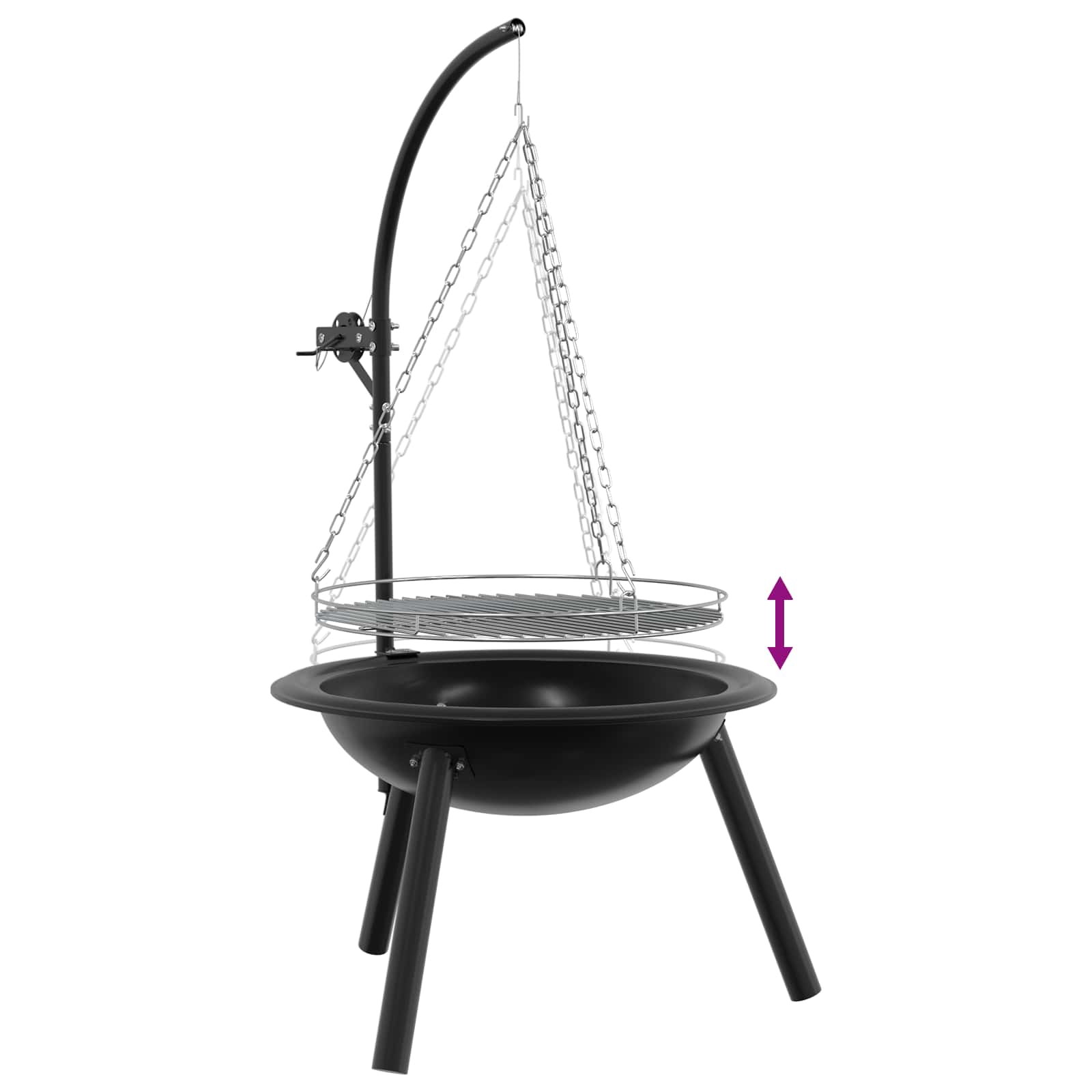 Uguns Aka Ar Regulējamu Grila Resti ⌀55,5 X 107,5 Cm Tērauds