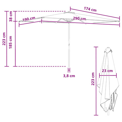 Dārza Parasols 200 X 300 Cm Poliesters Taisnstūra