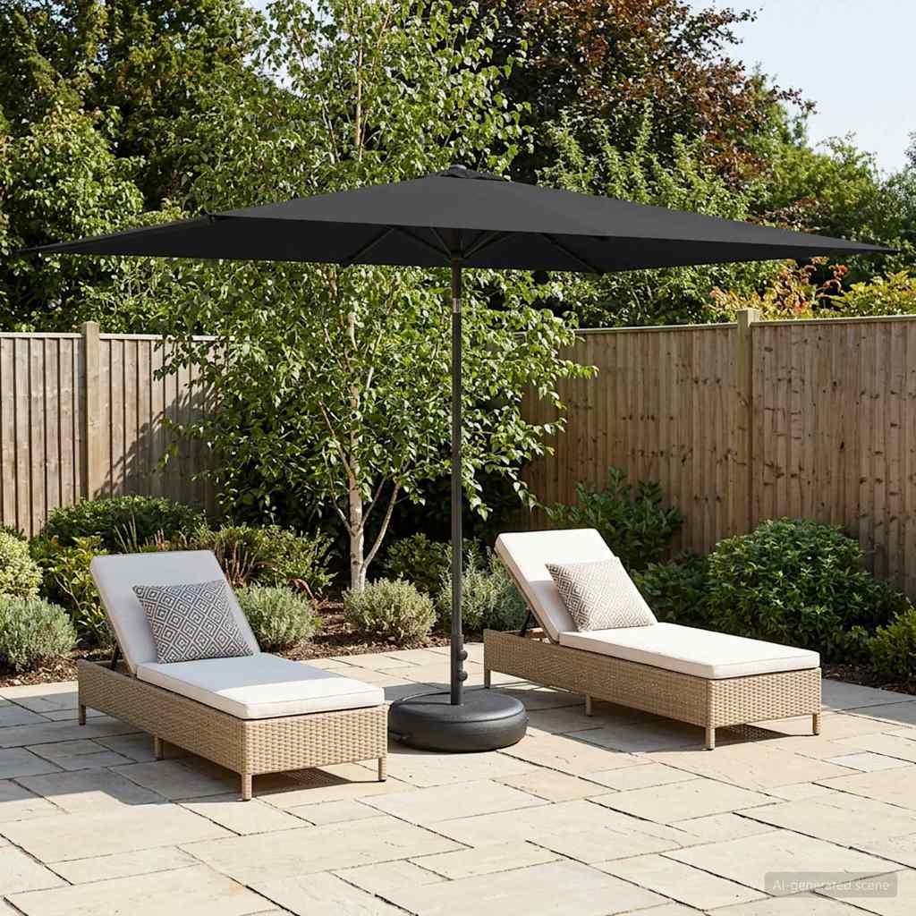 Dārza Parasols Ar Pamatu 270 X 270 Cm Poliesters Taisnstūra