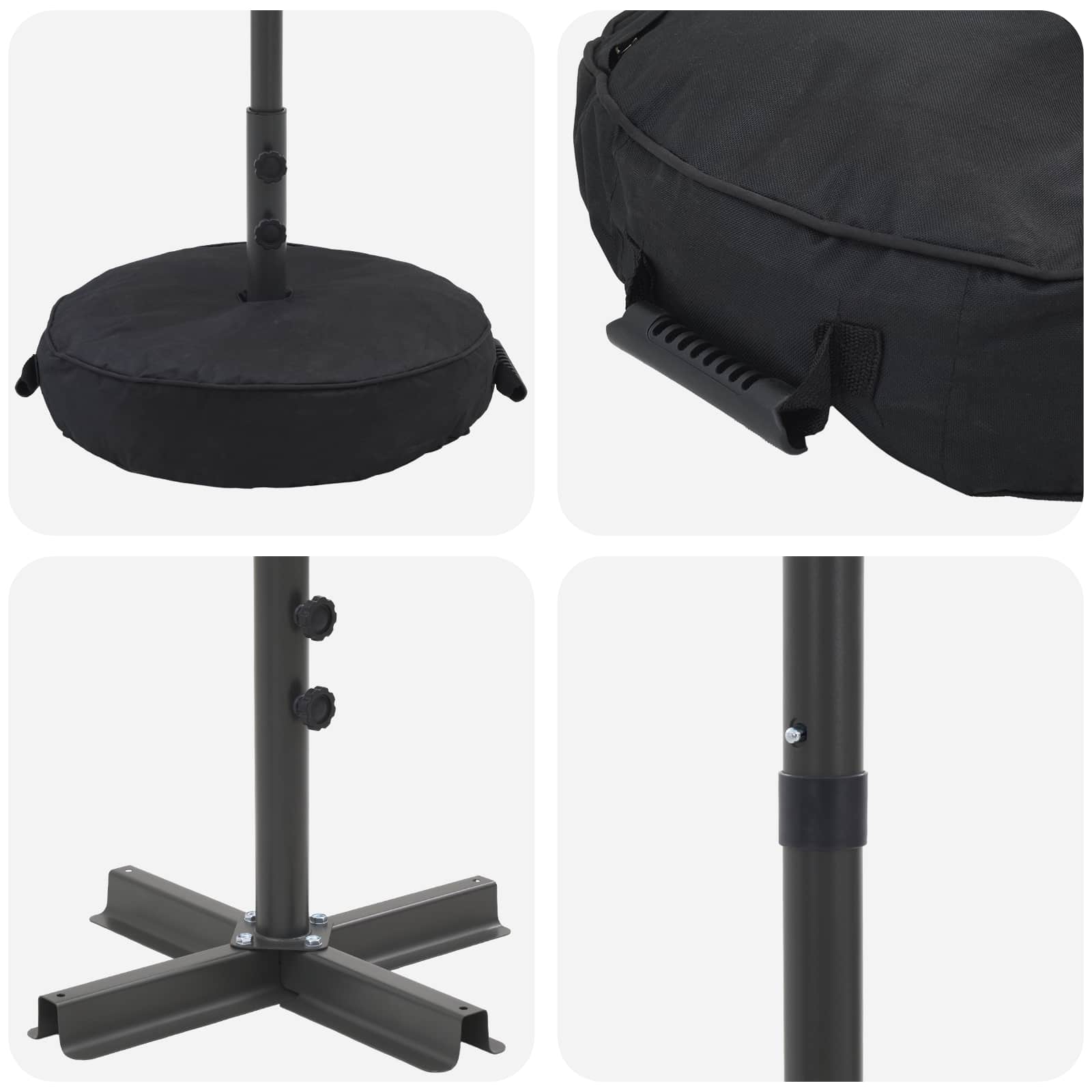 Dārza Parasols Ar Pamatu 270 X 270 Cm Poliesters Taisnstūra