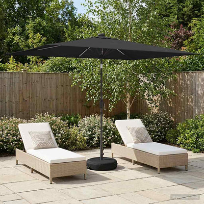 Dārza Parasols Ar Led Gaismām Un Pamatni 300 X 300 Cm