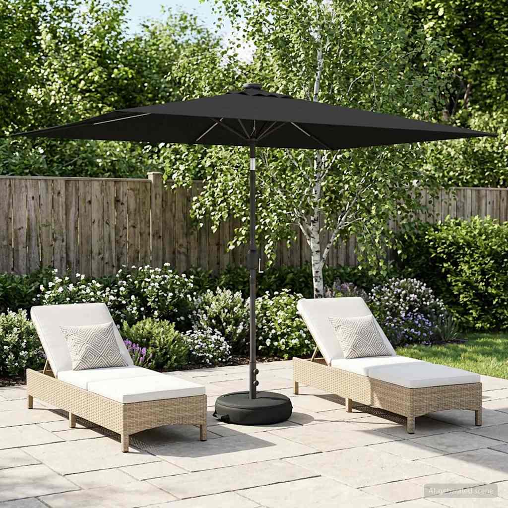 Dārza Parasols Ar Led Gaismām Un Pamatni 300 X 300 Cm