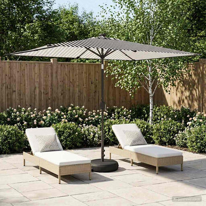 Dārza Parasols Ar Led Gaismām Un Pamatni 300 X 300 Cm