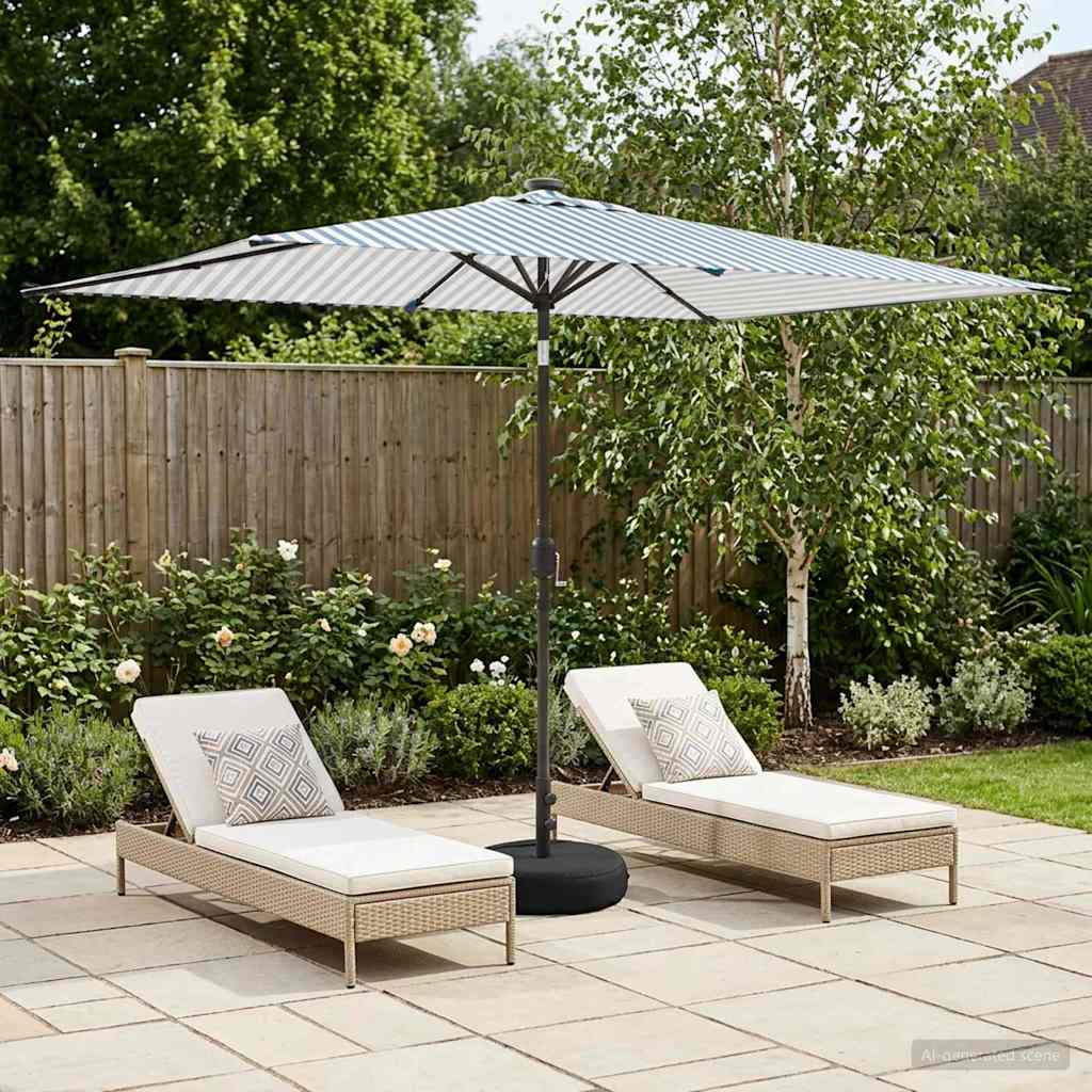 Dārza Parasols Ar Led Gaismām Un Pamatni 300 X 300 Cm