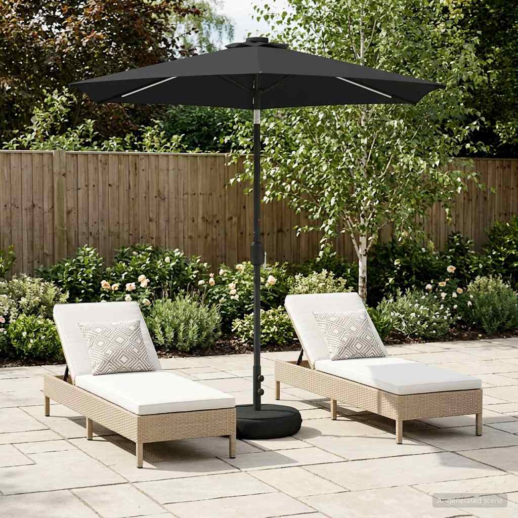 Dārza Parasols Ar Led Gaismām Un Pamatni 300 X 300 Cm