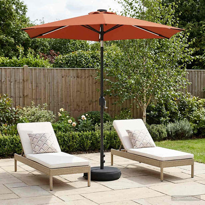 Dārza Parasols Ar Led Gaismām Un Pamatni 300 X 300 Cm