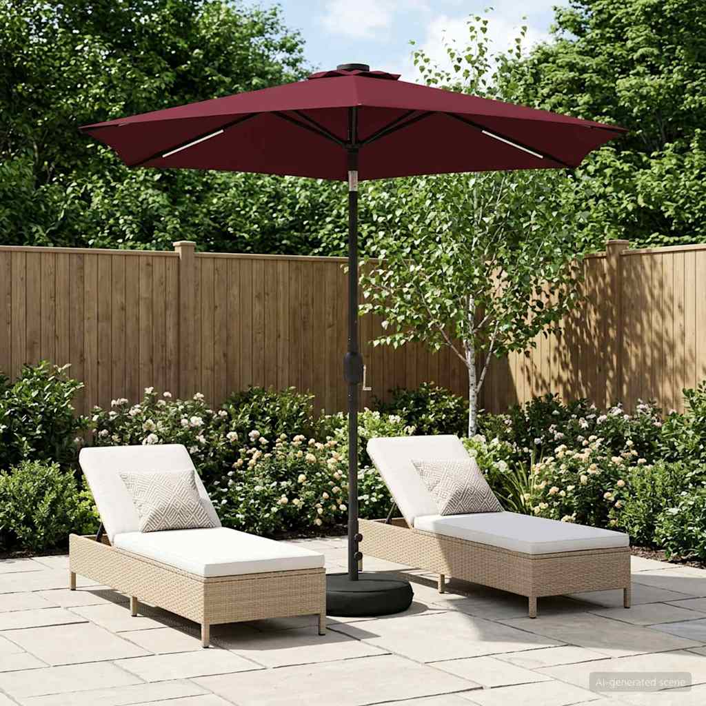 Dārza Parasols Ar Led Gaismām Un Pamatni 300 X 300 Cm