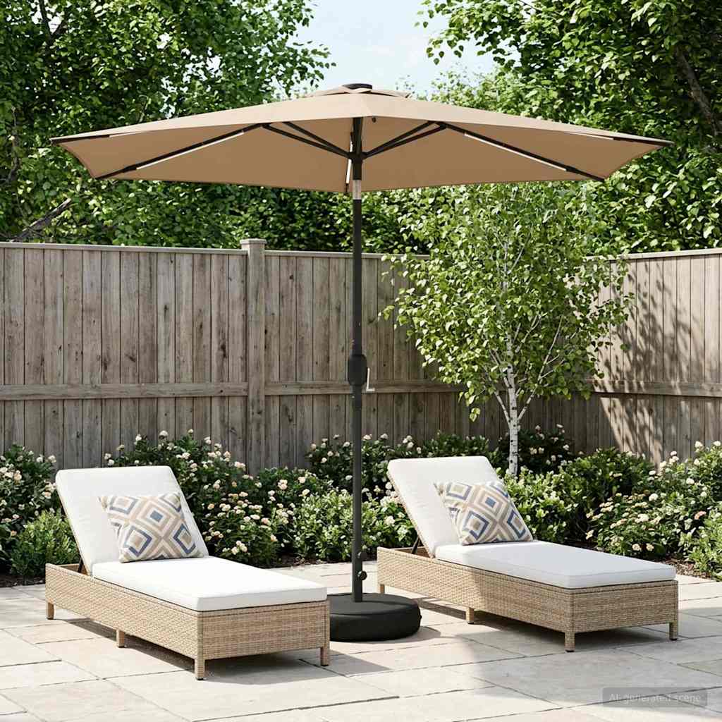 Dārza Parasols Ar Led Gaismām Un Pamatni 300 X 300 Cm
