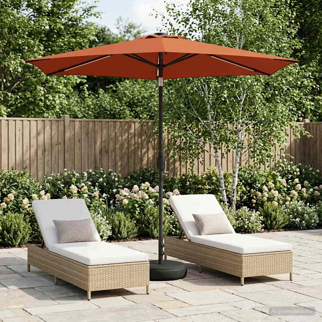 Dārza Parasols Ar Led Gaismām Un Pamatni 300 X 300 Cm