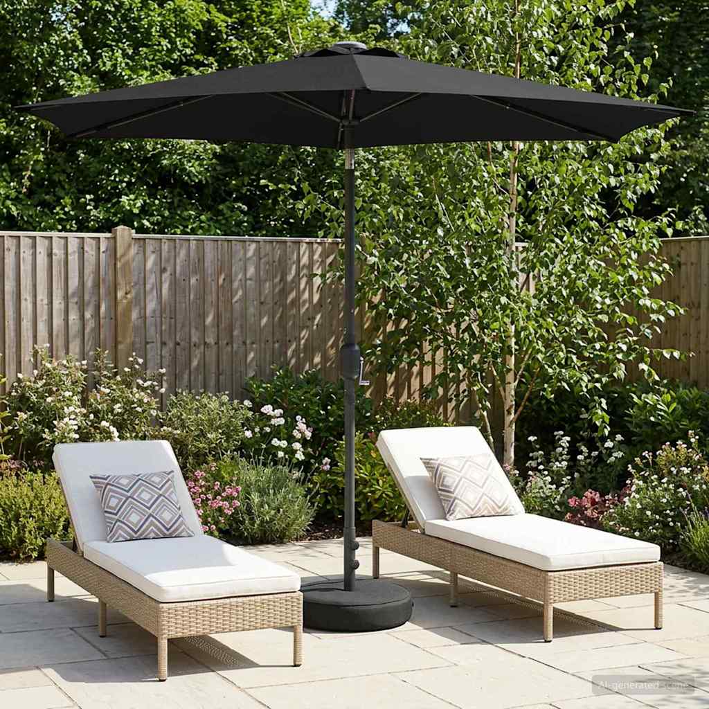Dārza Parasols Ar Led Gaismām Un Pamatni 300 X 300 Cm