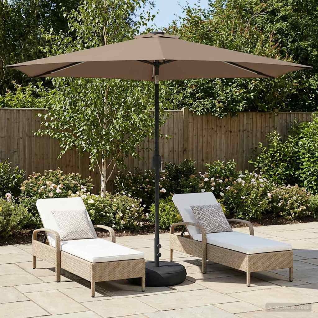 Dārza Parasols Ar Led Gaismām Un Pamatni 300 X 300 Cm